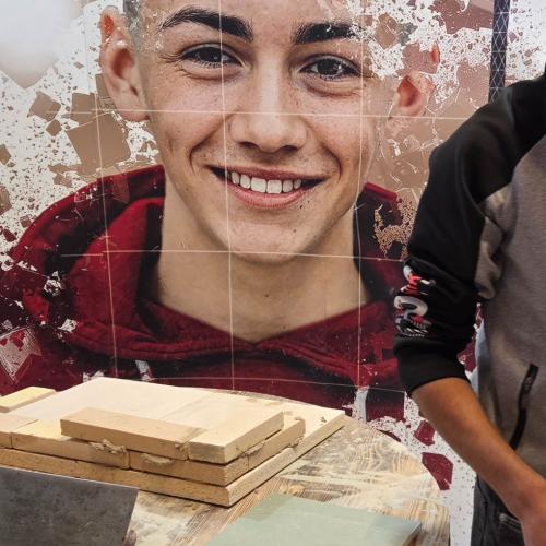 Mauerbau im Rahmen des Berufsfestivals 